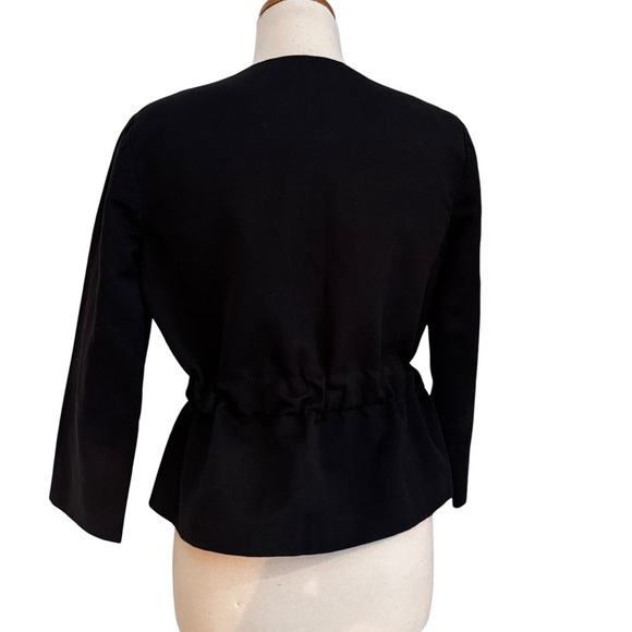 Theory Linen Cotton Blend Blazer Jacket with Ribbon Tie Black Size 8 - Picture 11 of 11